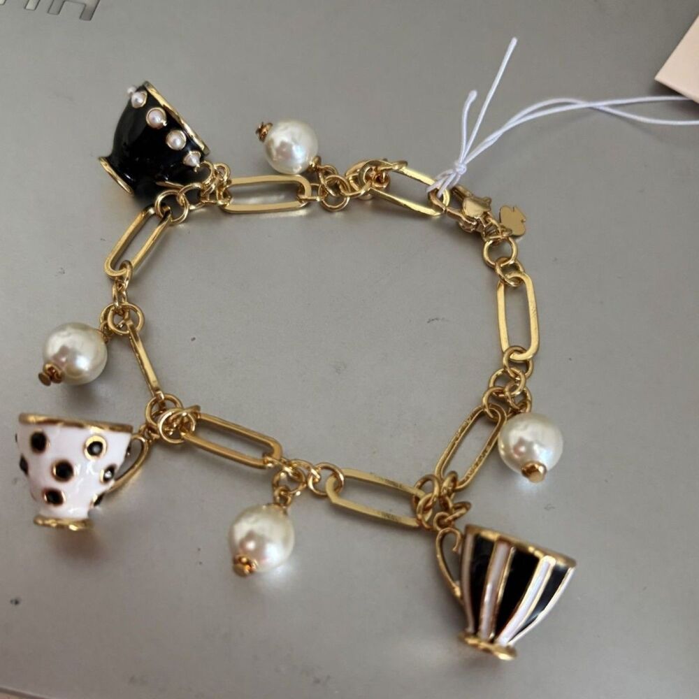 Kate Spade Women's Black & White Teacup Bracelet